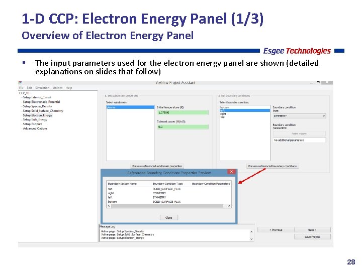 1 -D CCP: Electron Energy Panel (1/3) Overview of Electron Energy Panel The input