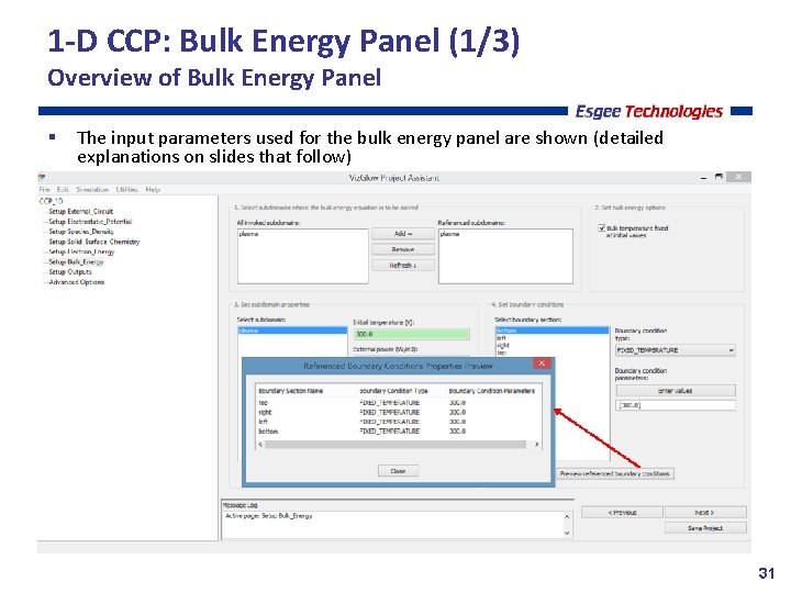 1 -D CCP: Bulk Energy Panel (1/3) Overview of Bulk Energy Panel The input