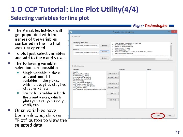 1 -D CCP Tutorial: Line Plot Utility(4/4) Selecting variables for line plot The Variables
