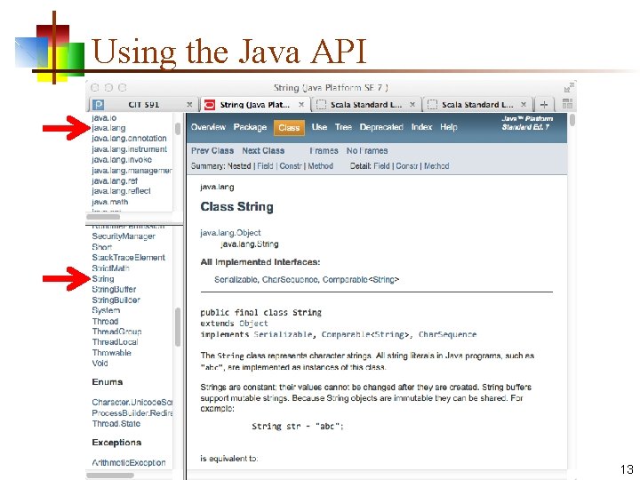 Using the Java API 13 