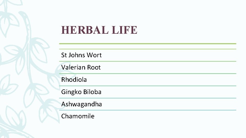 HERBAL LIFE St Johns Wort Valerian Root Rhodiola Gingko Biloba Ashwagandha Chamomile 