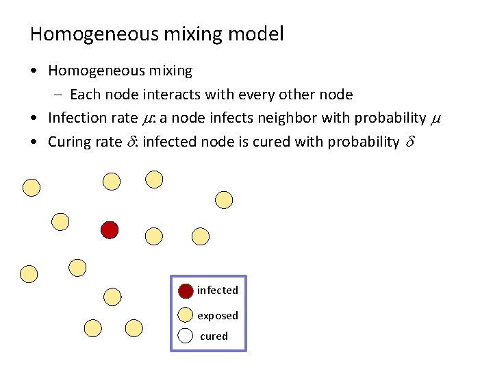 Homogeneous mixing model • Homogeneous mixing – Each node interacts with every other node Homogeneous mixing model • Homogeneous mixing – Each node interacts with every other node