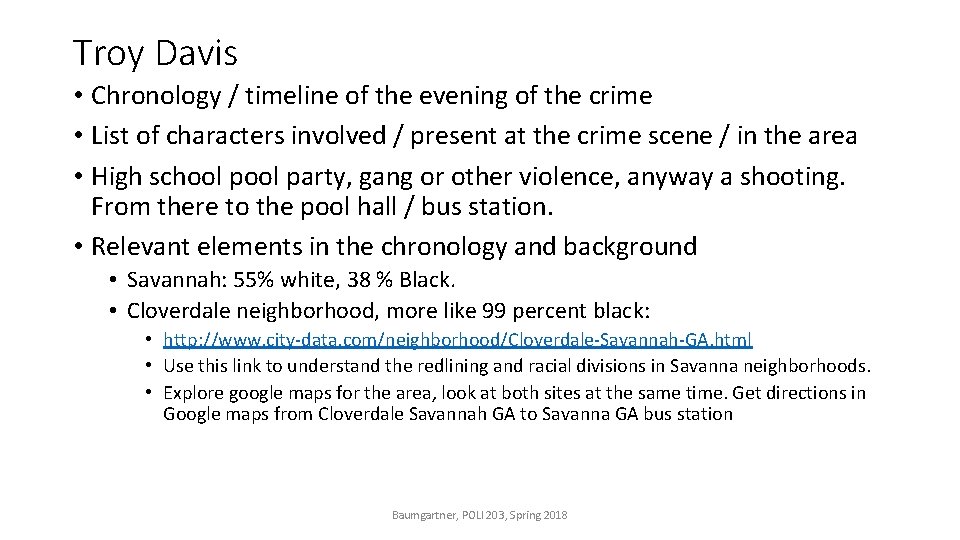 Troy Davis • Chronology / timeline of the evening of the crime • List