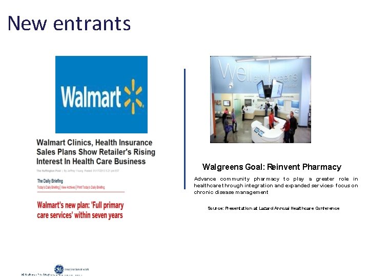 New entrants Walgreens Goal: Reinvent Pharmacy Advance community pharmacy to play a greater role