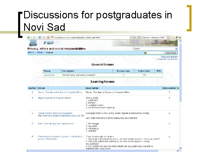 Discussions for postgraduates in Novi Sad 