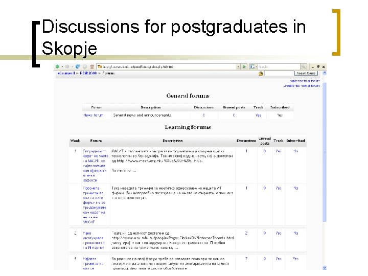 Discussions for postgraduates in Skopje 