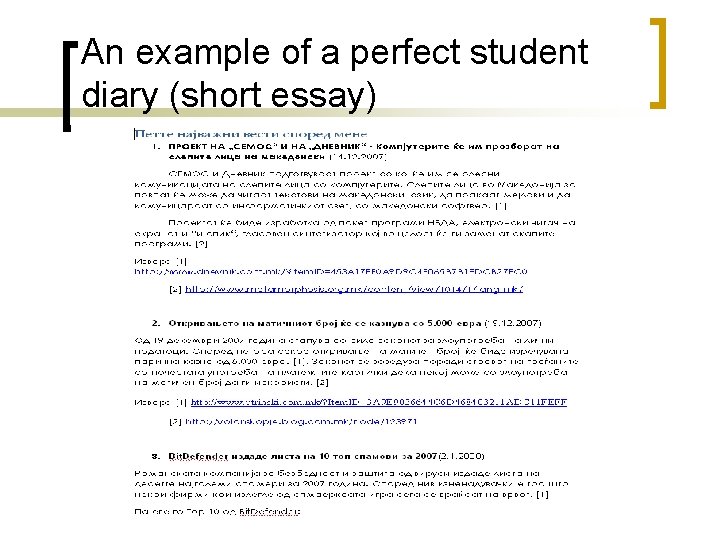 An example of a perfect student diary (short essay) 