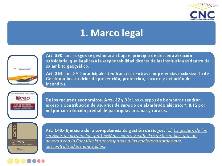 1. Marco legal Art. 390: Los riesgos se gestionarán bajo el principio de descentralización