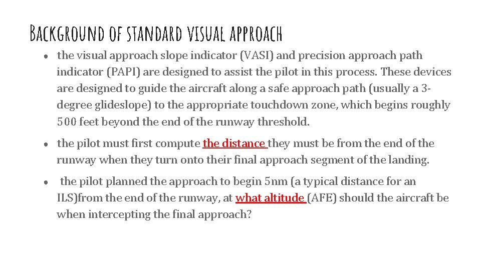 STEM Application Standard visual approach Aviatio N Trigonometry