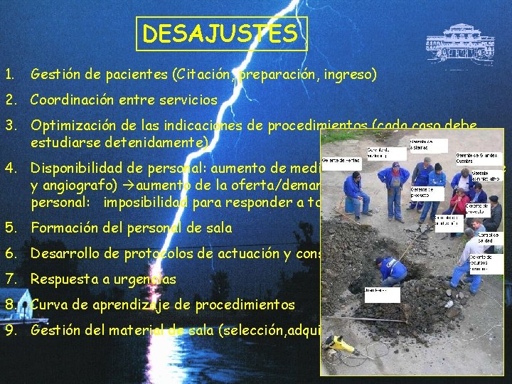 DESAJUSTES 1. Gestión de pacientes (Citación, preparación, ingreso) 2. Coordinación entre servicios 3. Optimización