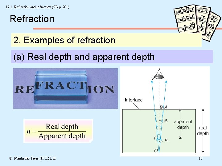 12. 1 Reflection and refraction (SB p. 201) Refraction 2. Examples of refraction (a)