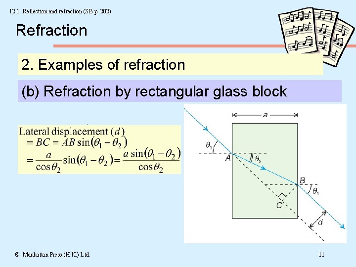 12. 1 Reflection and refraction (SB p. 202) Refraction 2. Examples of refraction (b)