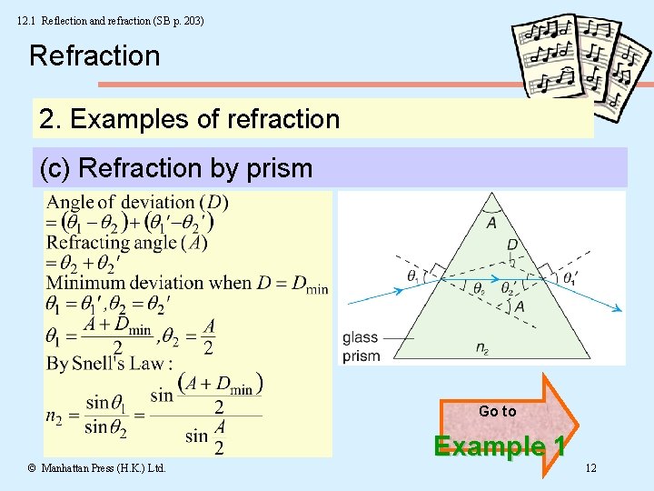 12. 1 Reflection and refraction (SB p. 203) Refraction 2. Examples of refraction (c)