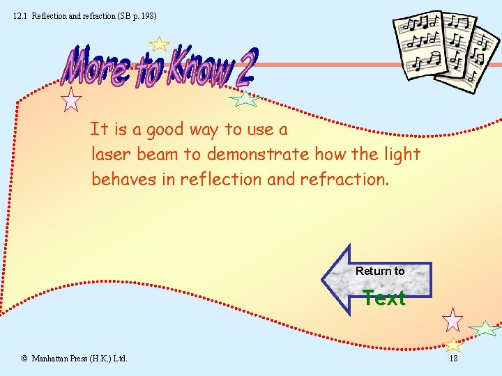 12. 1 Reflection and refraction (SB p. 198) It is a good way to