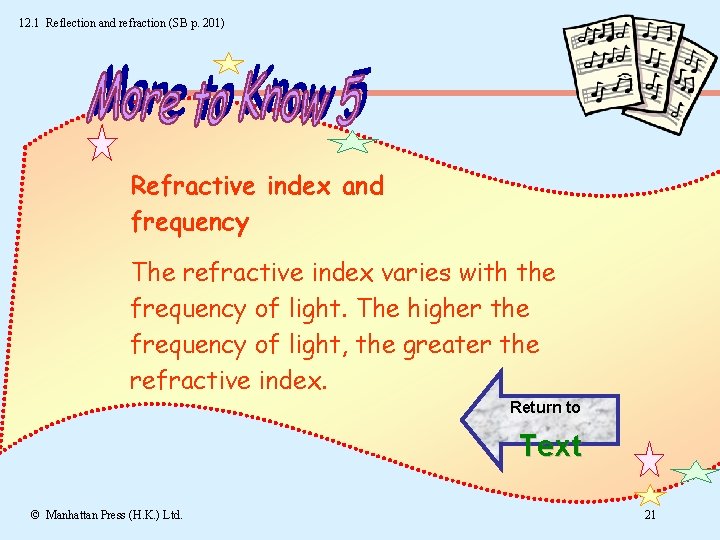 12. 1 Reflection and refraction (SB p. 201) Refractive index and frequency The refractive