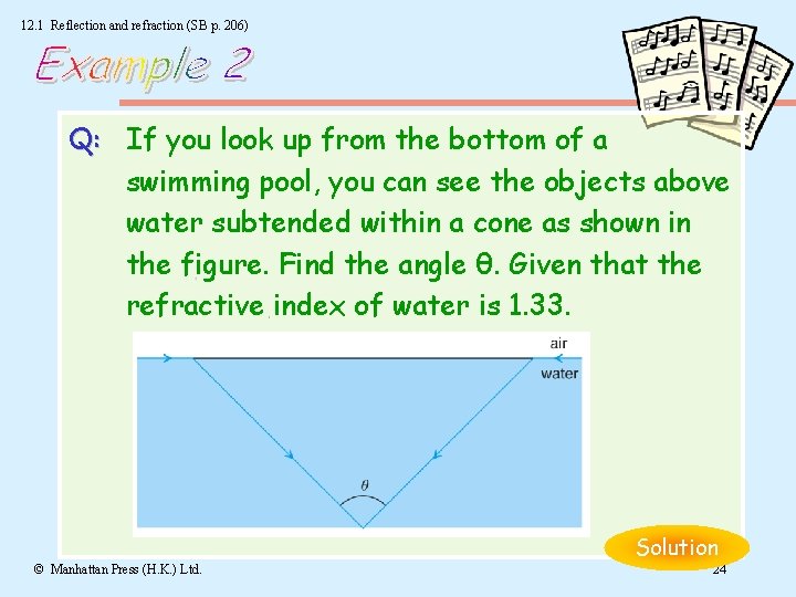 12. 1 Reflection and refraction (SB p. 206) Q: If you look up from