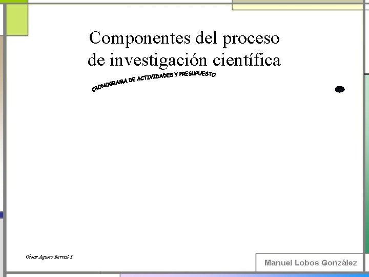 Componentes del proceso de investigación científica César Agusto Bernal T. 