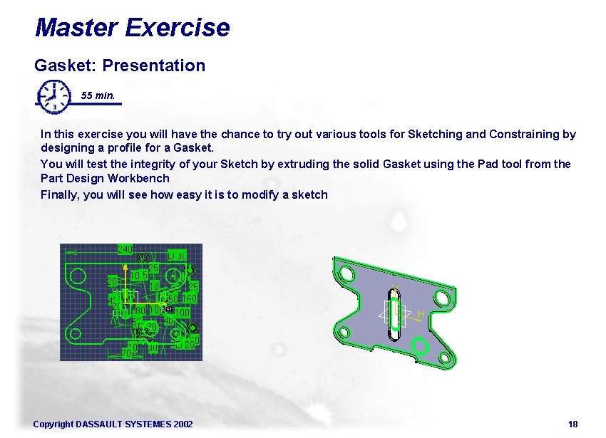 Master Exercise Gasket: Presentation 55 min. In this exercise you will have the chance