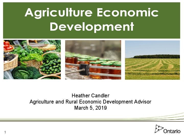 Heather Candler Agriculture and Rural Economic Development Advisor March 5, 2019 1 