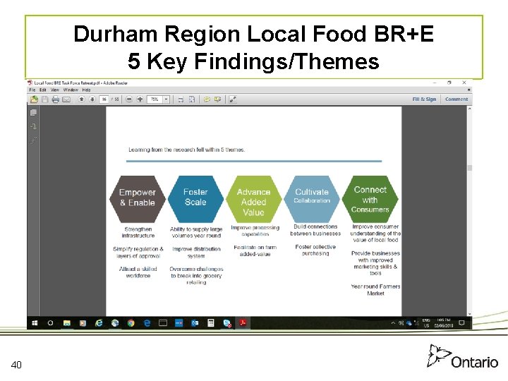 Durham Region Local Food BR+E 5 Key Findings/Themes 40 