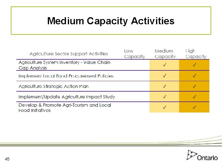 Medium Capacity Activities 45 