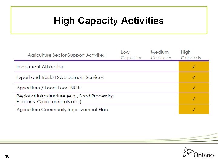 High Capacity Activities 46 