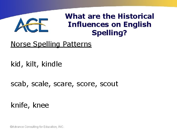 What are the Historical Influences on English Spelling? Norse Spelling Patterns kid, kilt, kindle