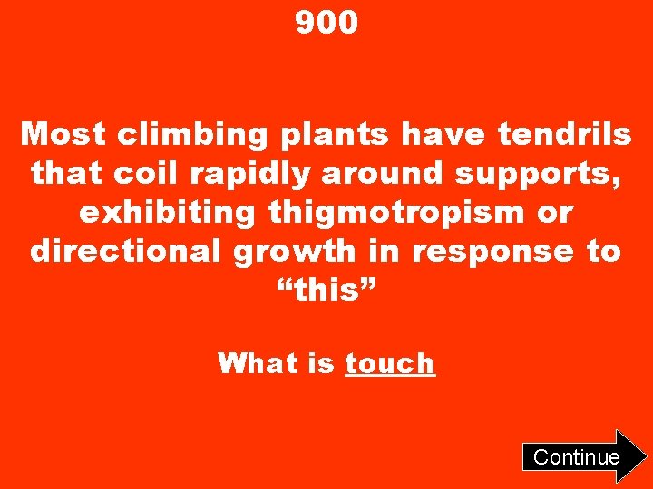 900 Most climbing plants have tendrils that coil rapidly around supports, exhibiting thigmotropism or