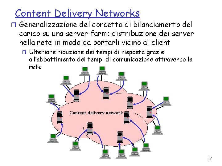 Content Delivery Networks r Generalizzazione del concetto di bilanciamento del carico su una server