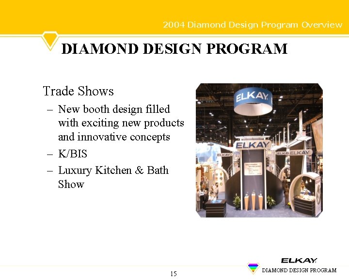 2004 Diamond Design Program Overview DIAMOND DESIGN PROGRAM Trade Shows – New booth design