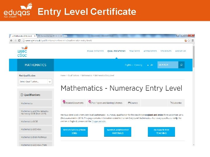 Entry Level Certificate 