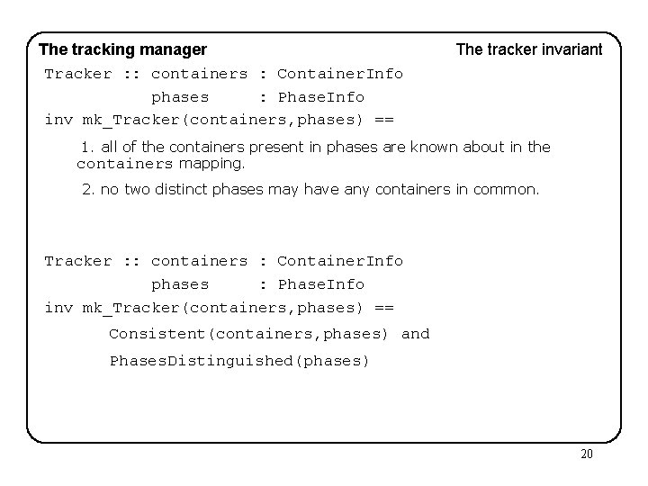 The tracking manager Tracker : : containers : Container. Info phases : Phase. Info