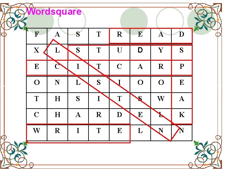 Wordsquare F A S T R E A D X L S T U Wordsquare F A S T R E A D X L S T U