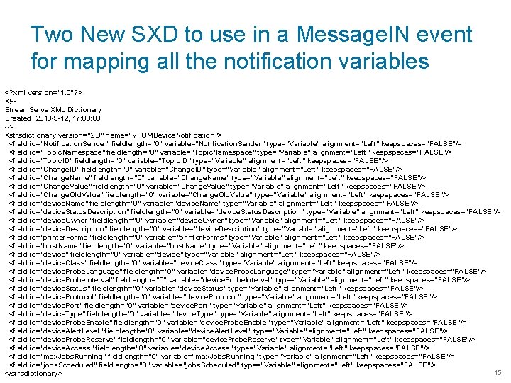 Two New SXD to use in a Message. IN event for mapping all the