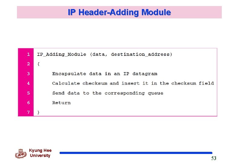 IP Header-Adding Module Kyung Hee University 53 