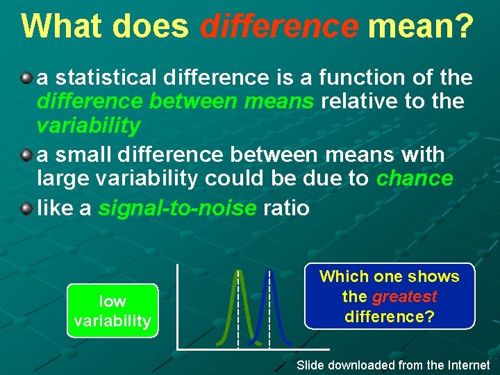 What does difference mean? a statistical difference is a function of the difference between