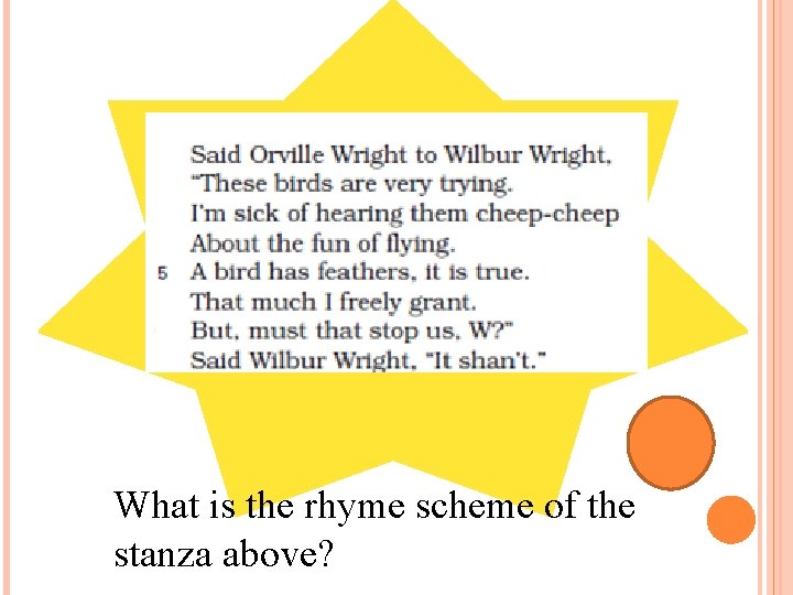 What is the rhyme scheme of the stanza above? 
