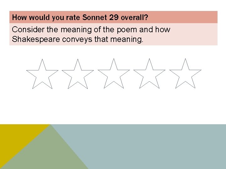 How would you rate Sonnet 29 overall? Consider the meaning of the poem and