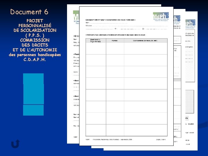 Document 6 PROJET PERSONNALISÉ DE SCOLARISATION ( P. P. S. ) COMMISSION DES DROITS