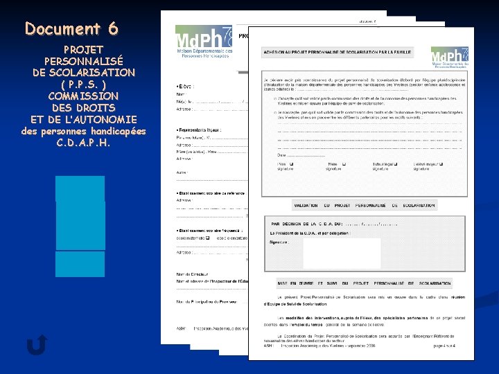 Document 6 PROJET PERSONNALISÉ DE SCOLARISATION ( P. P. S. ) COMMISSION DES DROITS
