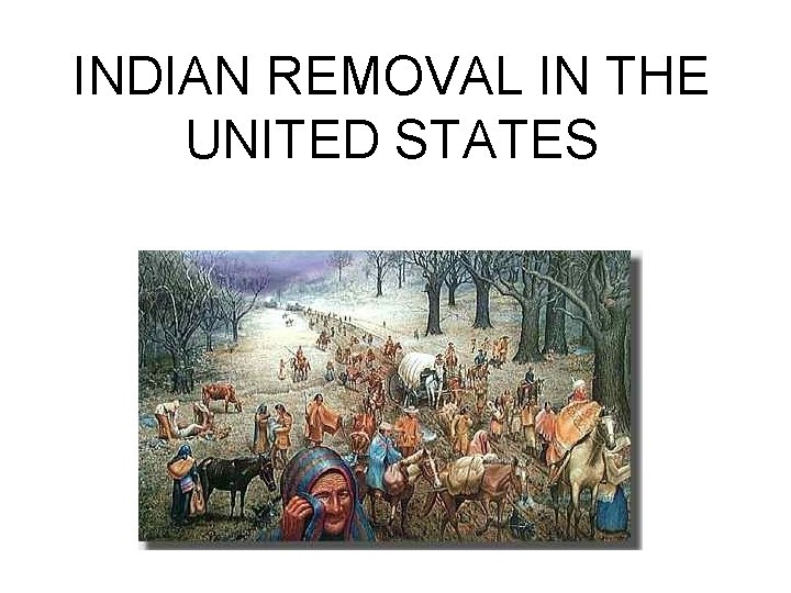 INDIAN REMOVAL IN THE UNITED STATES 