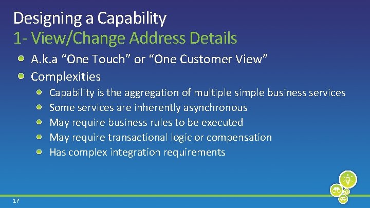 Designing a Capability 1 - View/Change Address Details A. k. a “One Touch” or