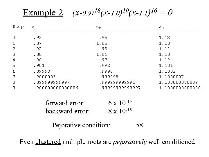 Example 2 (x-0. 9)18(x-1. 0)10(x-1. 1)16 = 0 Step z 1 z 2 z