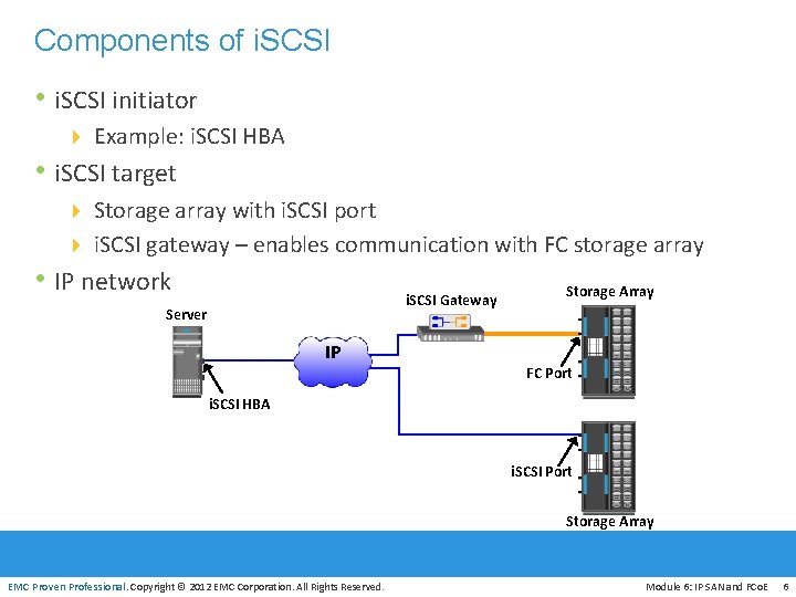 Components of i. SCSI • i. SCSI initiator 4 Example: i. SCSI HBA •