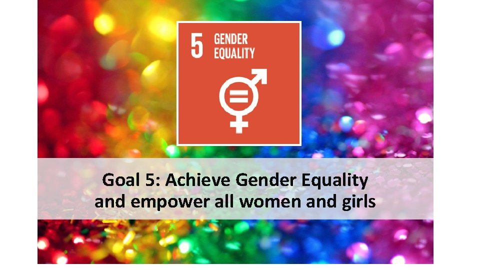 Goal 5: Achieve Gender Equality and empower all women and girls 