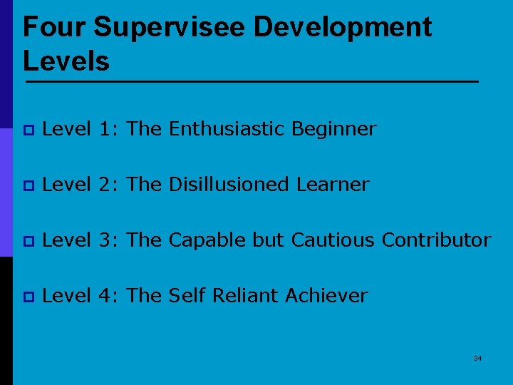 Four Supervisee Development Levels p Level 1: The Enthusiastic Beginner p Level 2: The