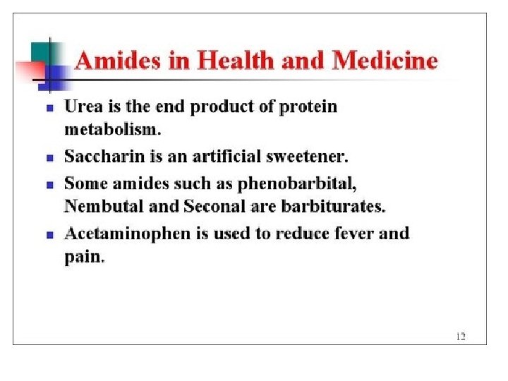 Amides in health 