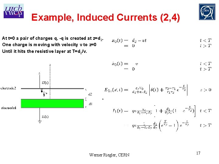 Example, Induced Currents (2, 4) At t=0 a pair of charges q, -q is Example, Induced Currents (2, 4) At t=0 a pair of charges q, -q is