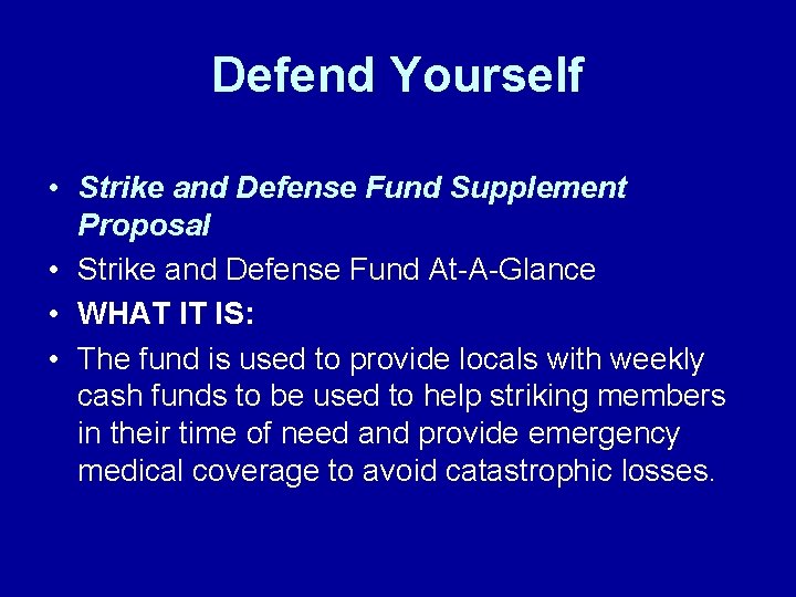 Defend Yourself • Strike and Defense Fund Supplement Proposal • Strike and Defense Fund Defend Yourself • Strike and Defense Fund Supplement Proposal • Strike and Defense Fund