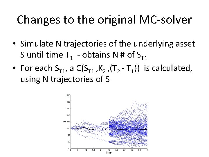Changes to the original MC-solver • Simulate N trajectories of the underlying asset S